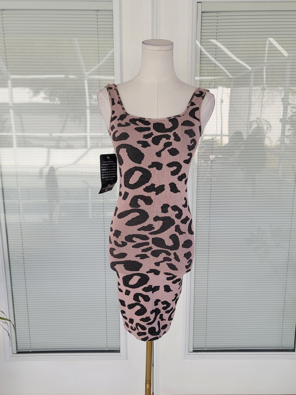 Bebe Pink and Black Leopard Print Bodycon Mini Dress Y2K